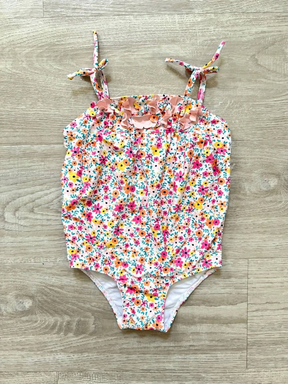 🌻3/$25 Tucker + Tate One Piece Swimsuit Girls 24M Floral 3D Flowers Lined Beach